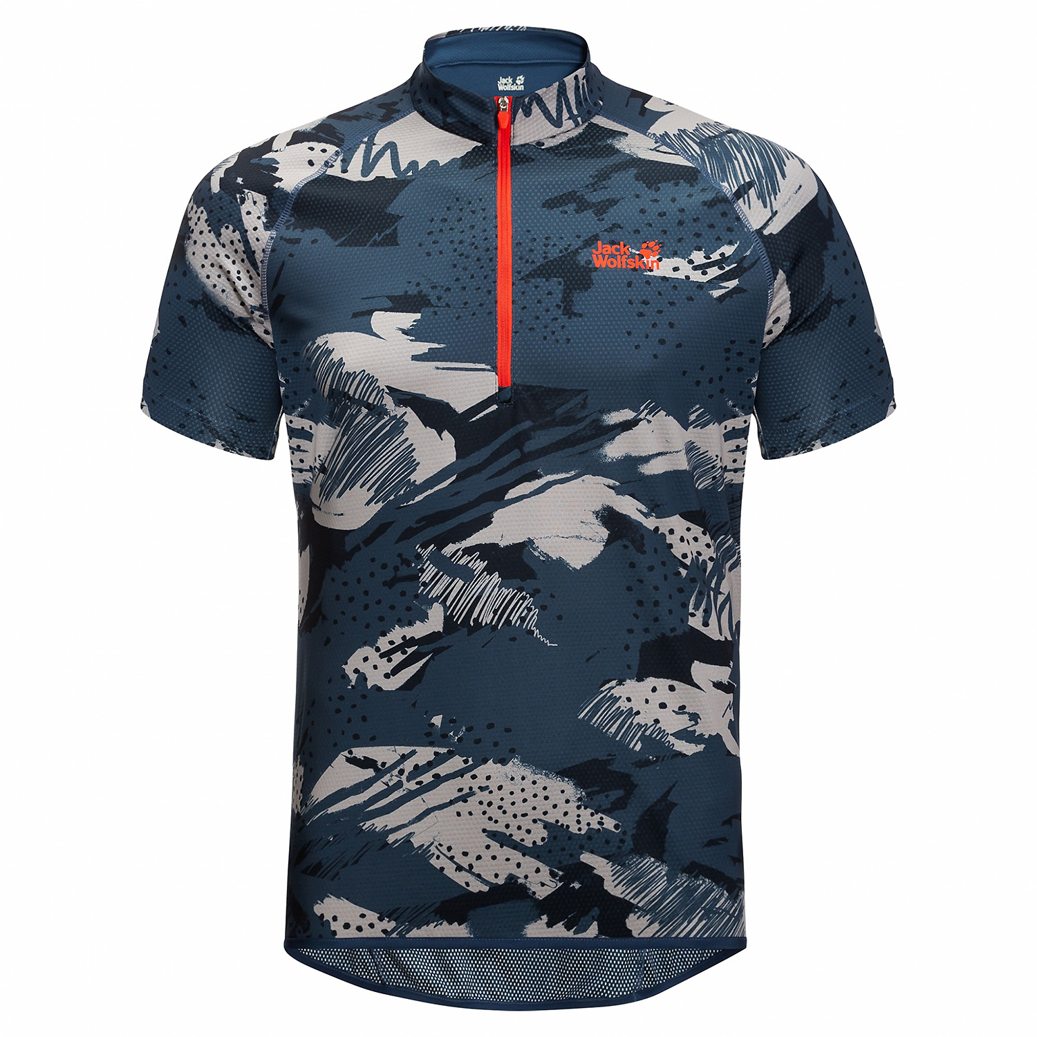 Herren Jack Wolfskin Blau TOURER HALFZIP PRINT T M 8238 M Shirt
