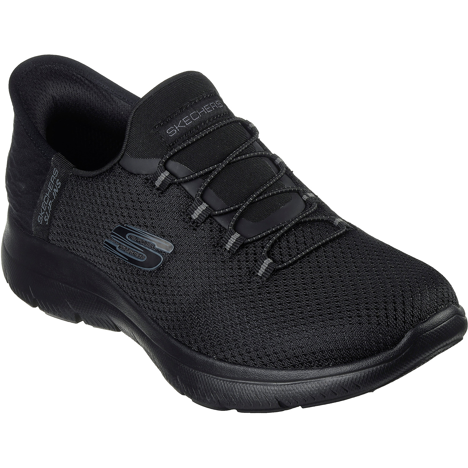 Damen Skechers Schwarz MESH BUNGEE SLIP-INS W  AIR-COOLED BBK 40 Slipper
