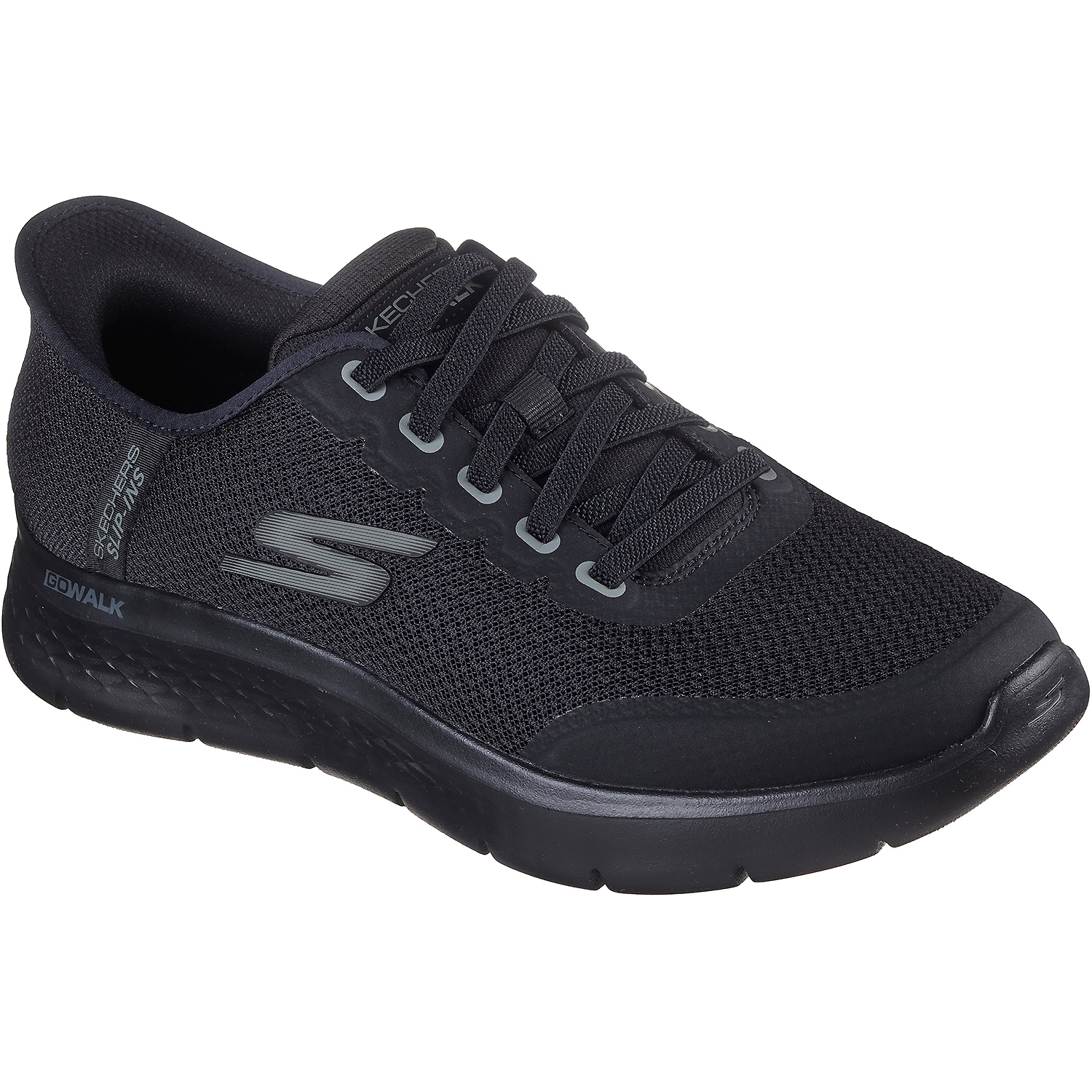 Herren Skechers Schwarz SLIP-INS - CLOSED KNIT MESH BUNGEE Slipper