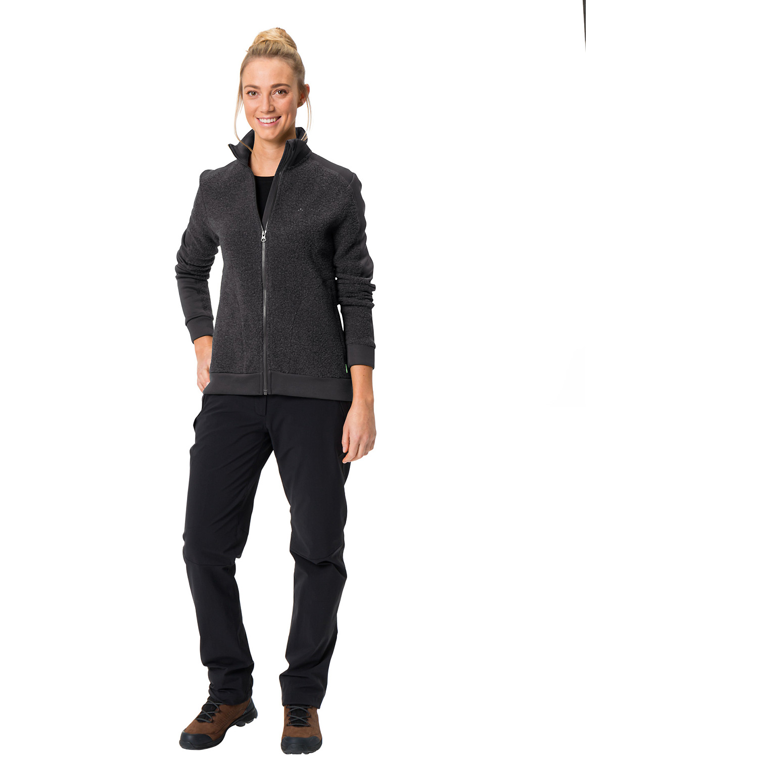 Damen VauDe Schwarz Wo Skomer Wool Fleece Jacket 678 42 Unterjacke