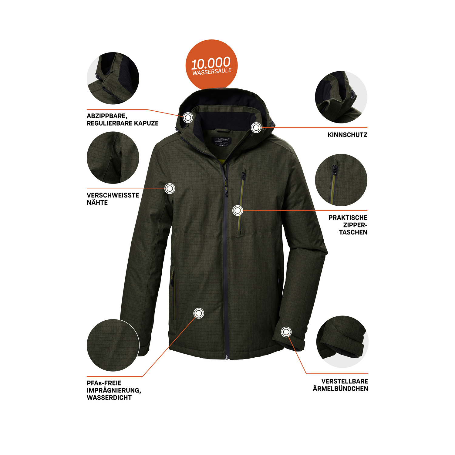 Herren killtec Grün KOW 7 MN JCKT 00250 4XL Funktionsjacke