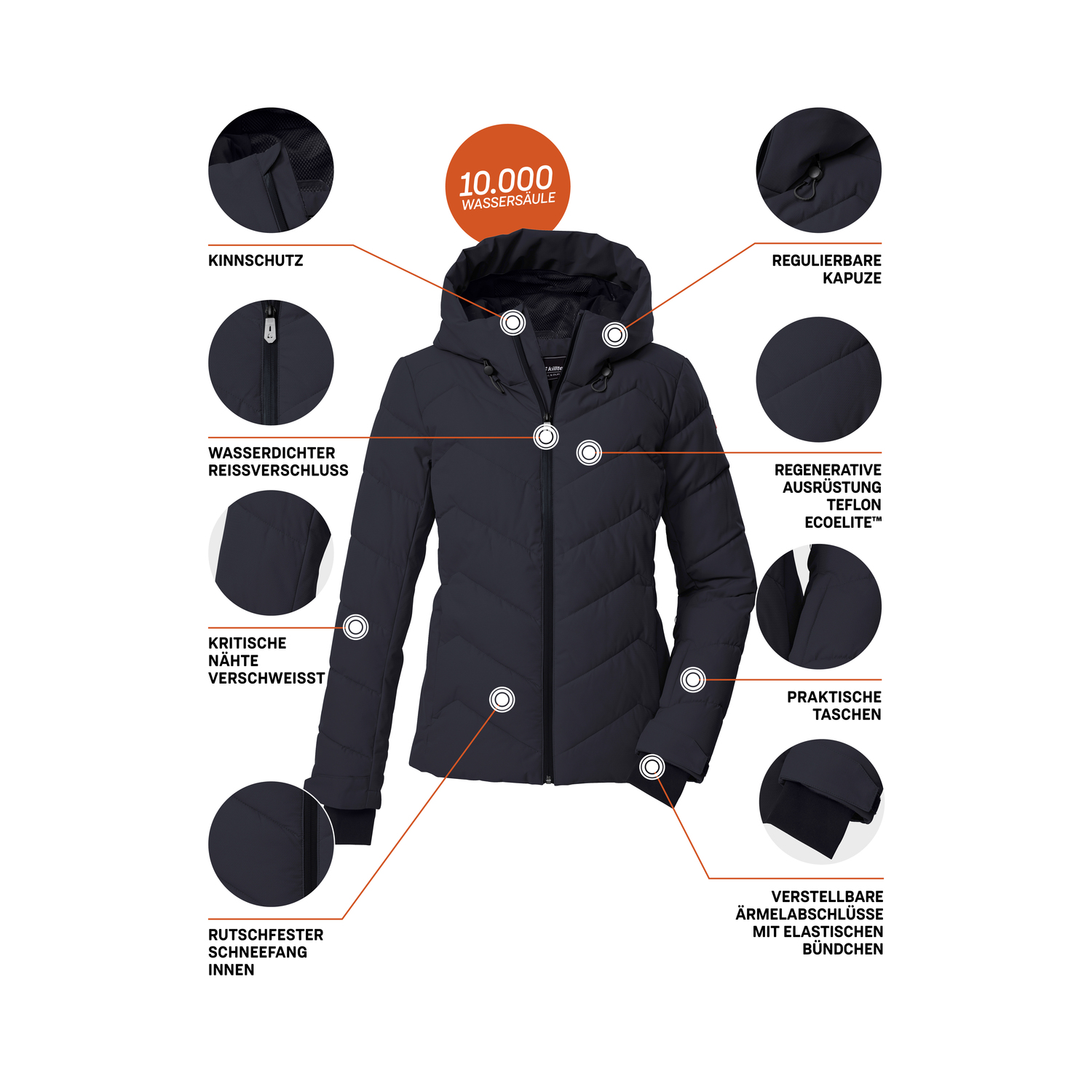 Damen killtec Schwarz KSW 31 WMN SKI QLTD JCKT 00269 50 Funktionsjacke