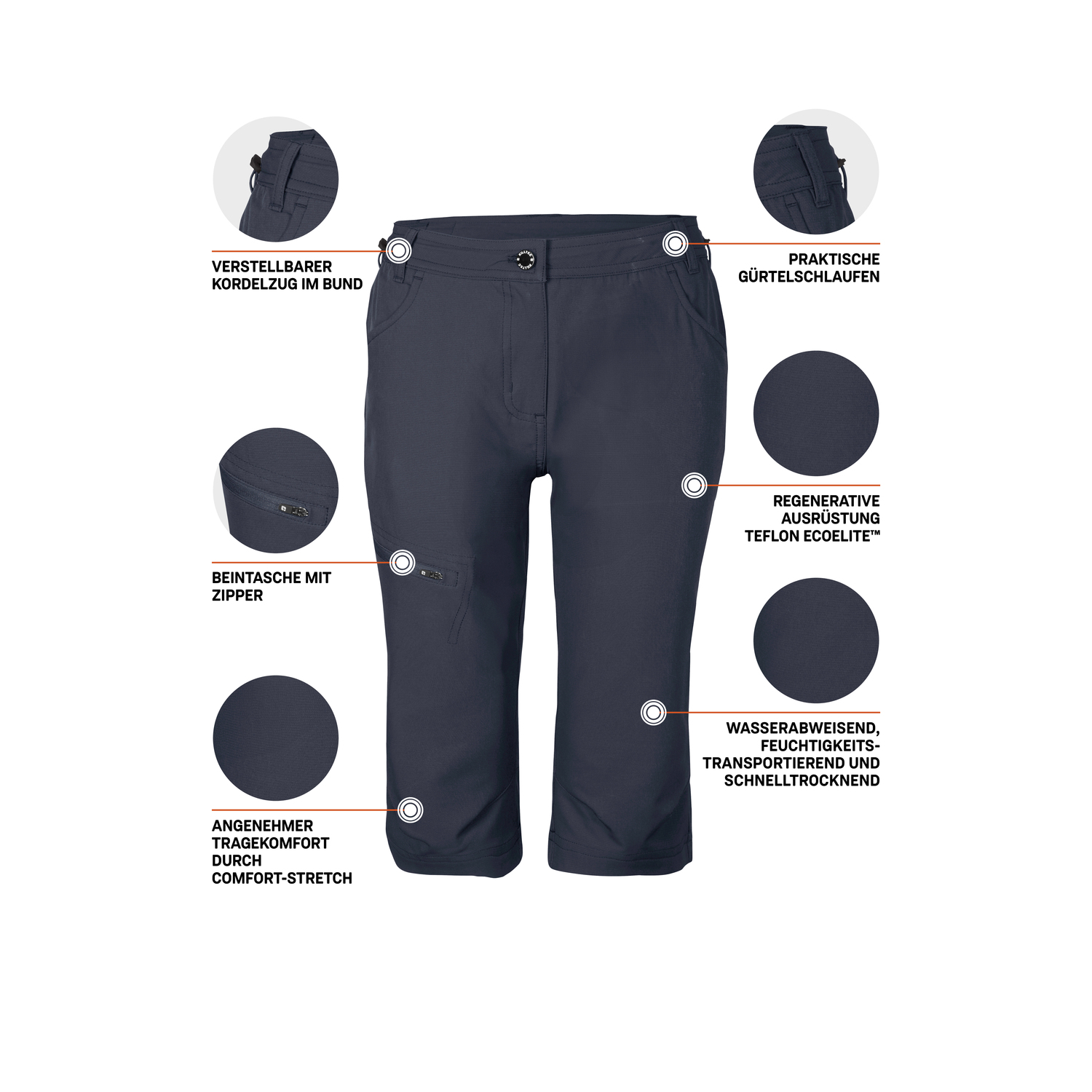 Damen killtec Blau KOS 4 WMN PNTS 00830 54 Caprihose