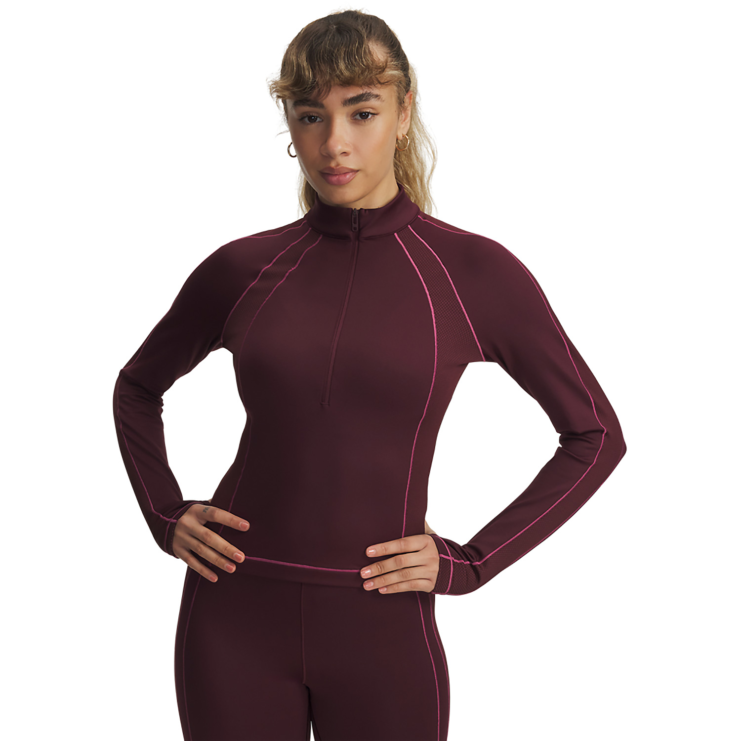 Damen Under Armour Weiß UA COLDGEAR TEXTURED 1/2 ZIP Shirt