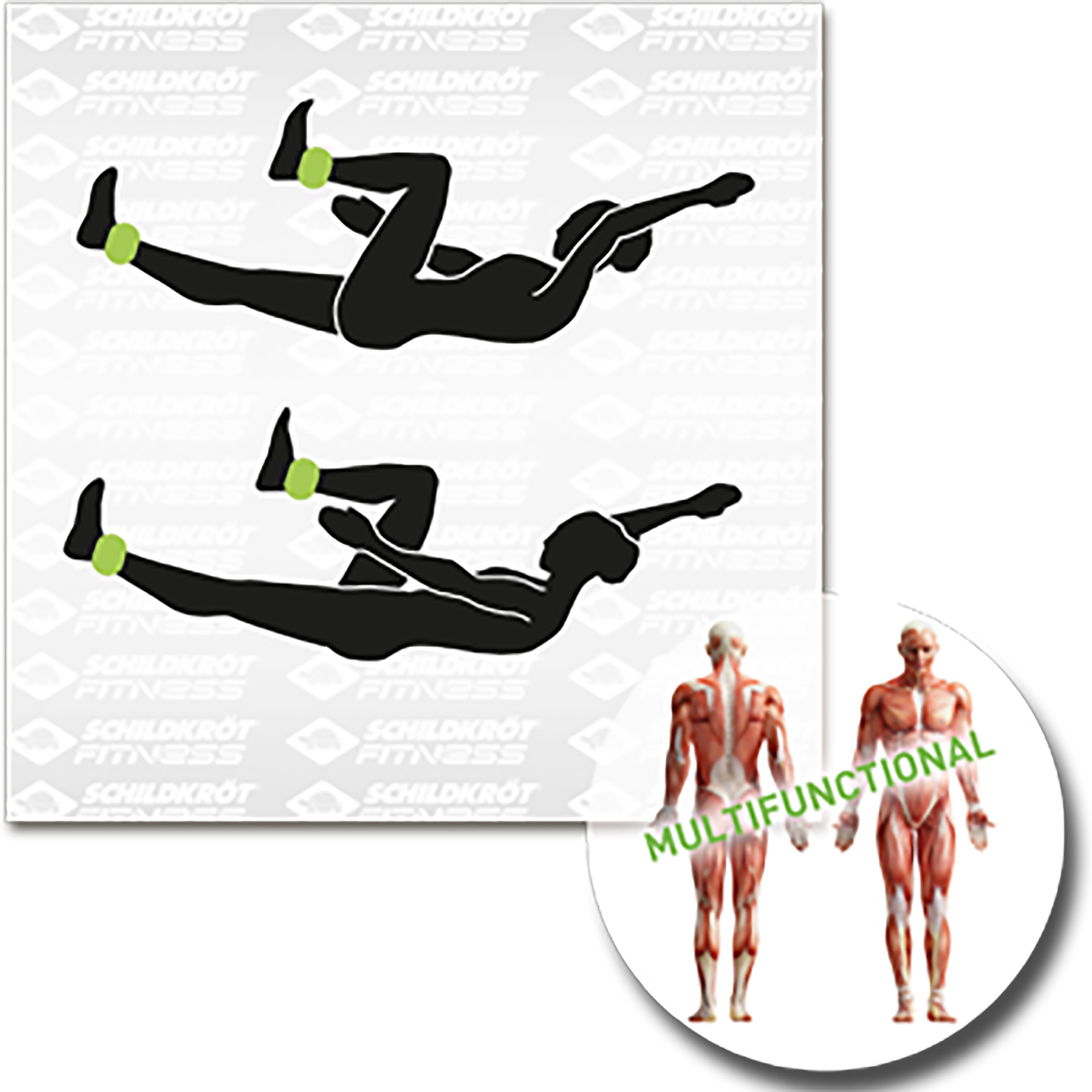 Unisex Schildkröt FITNESS wie abgebildet GEWICHTSMANSCHETTE, 2x 0,5kg, (green) im Carrybag, M-2022 000 - Körpergewicht