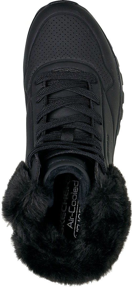 Damen Skechers Schwarz FAUX FUR COLLAR LACE UP SNEAKER BOO Freizeitschuhe