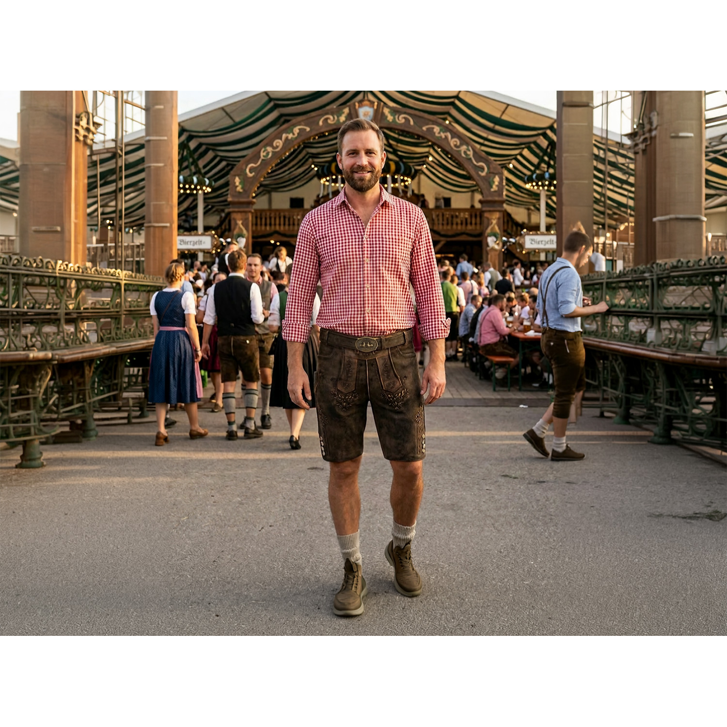 Herren Wiesnkönig Dunkelbraun Sepp Lederhose