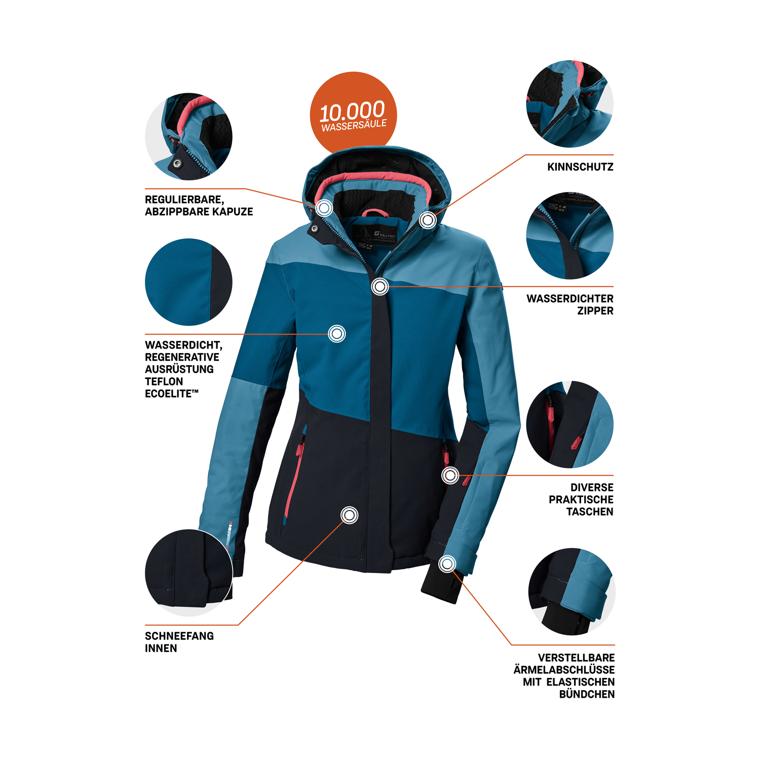 Damen killtec Blau KSW 67 WMN SKI JCKT 00820 50 Funktionsjacke
