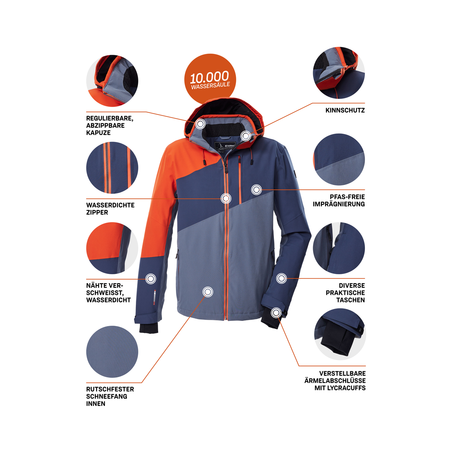 Herren killtec Grau KSW 32 MN SKI JCKT 00237 4XL Funktionsjacke