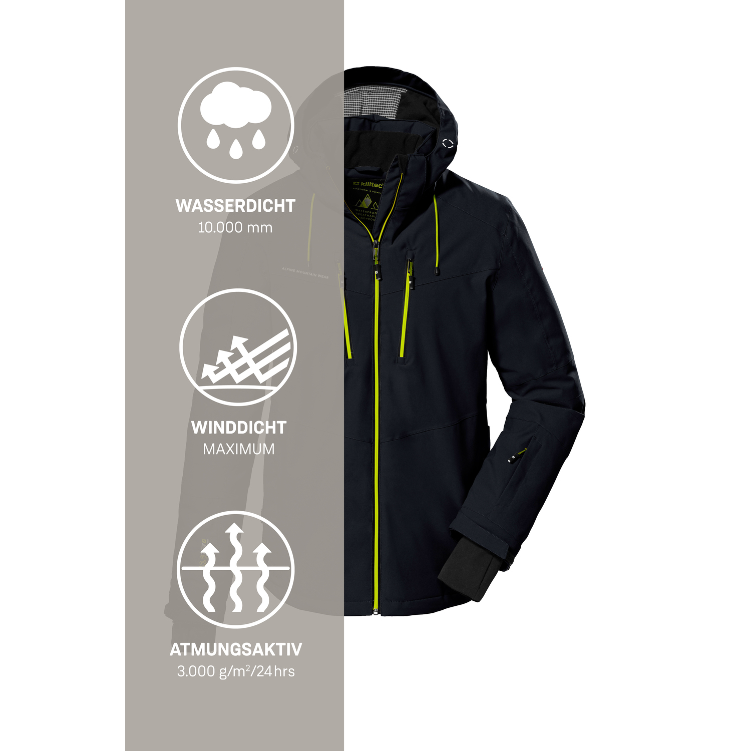 Herren killtec Schwarz KSW 44 MN SKI JCKT 00200 4XL Funktionsjacke