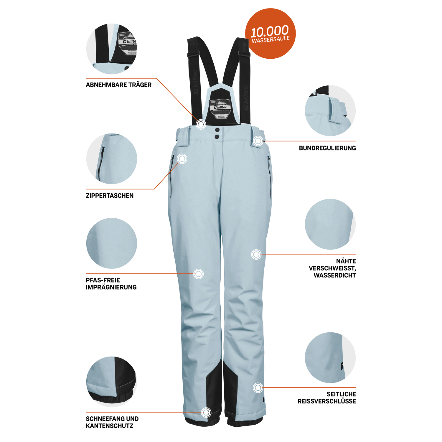 Damen killtec Kristallblau KSW 249 WMN SKI PNTS_ERIELLE 00525 50 Latzhose