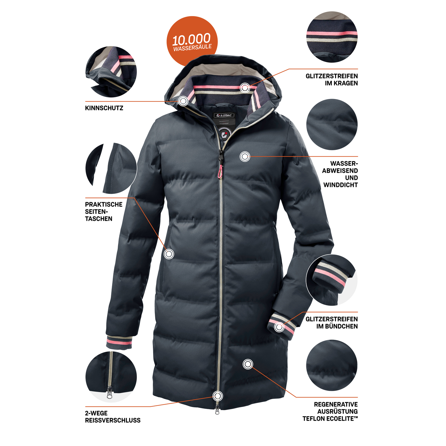 Mädchen Kinder killtec Marine KOW 33 GRLS QLTD CT 00812 140 Mantel