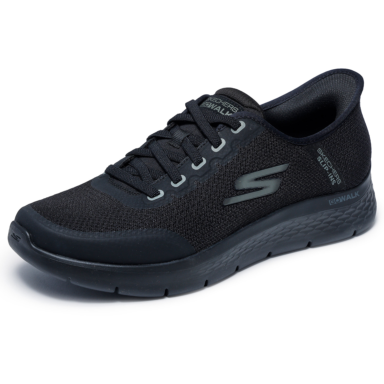 Herren Skechers Schwarz SLIP-INS - CLOSED KNIT MESH BUNGEE Slipper