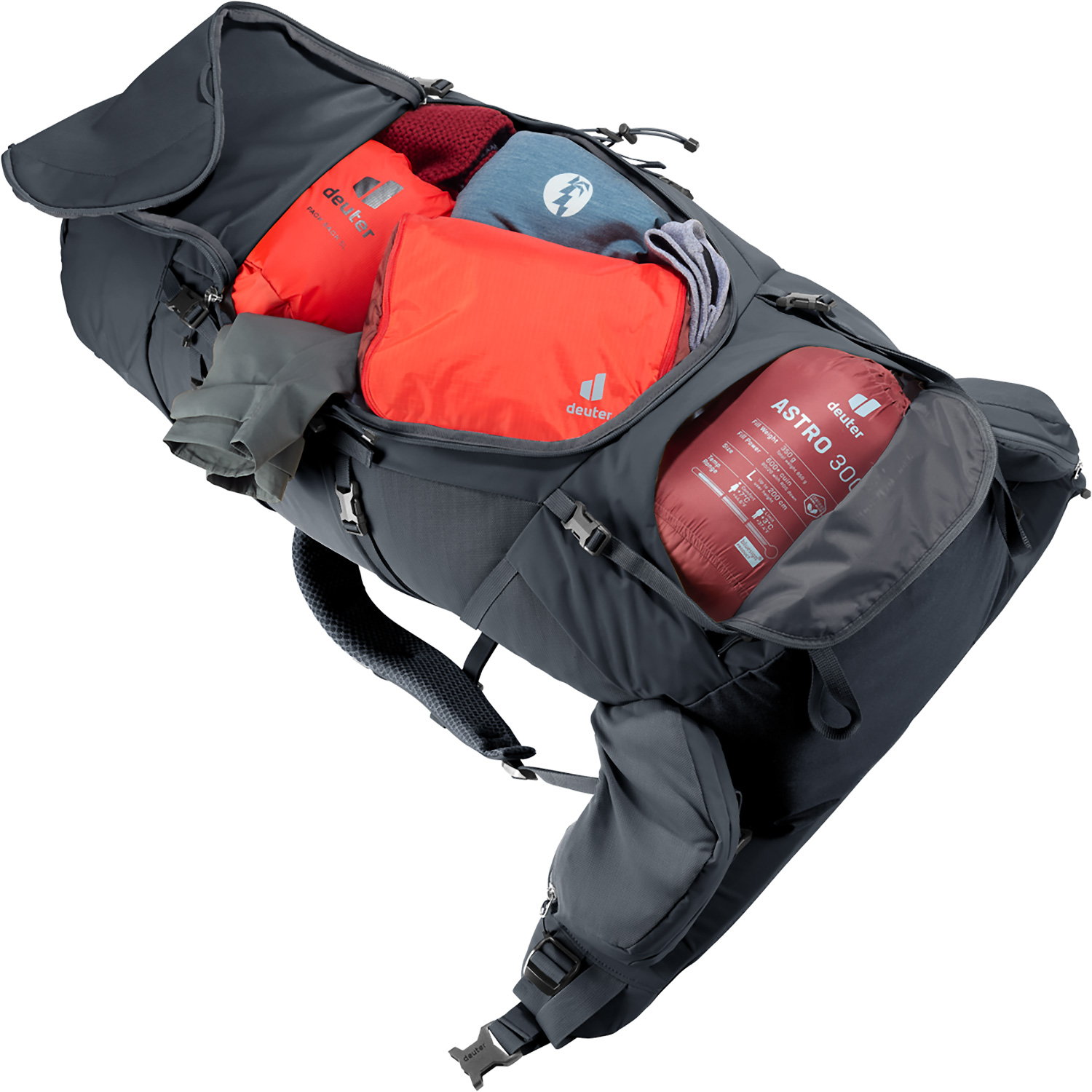 Unisex Deuter Schwarz Aircontact Core 60+10 7000 - Rucksack