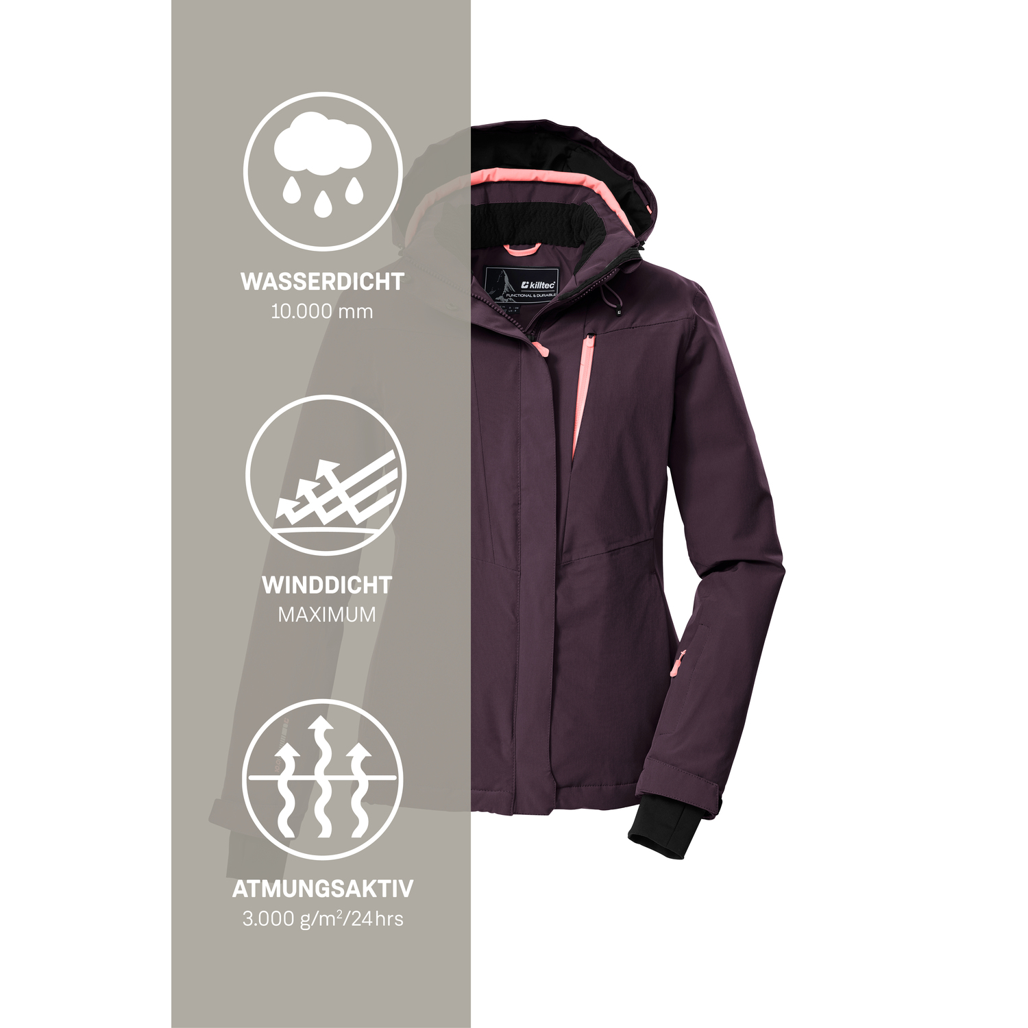 Damen killtec Pflaume KSW 25 WMN SKI JCKT 00439 50 Funktionsjacke